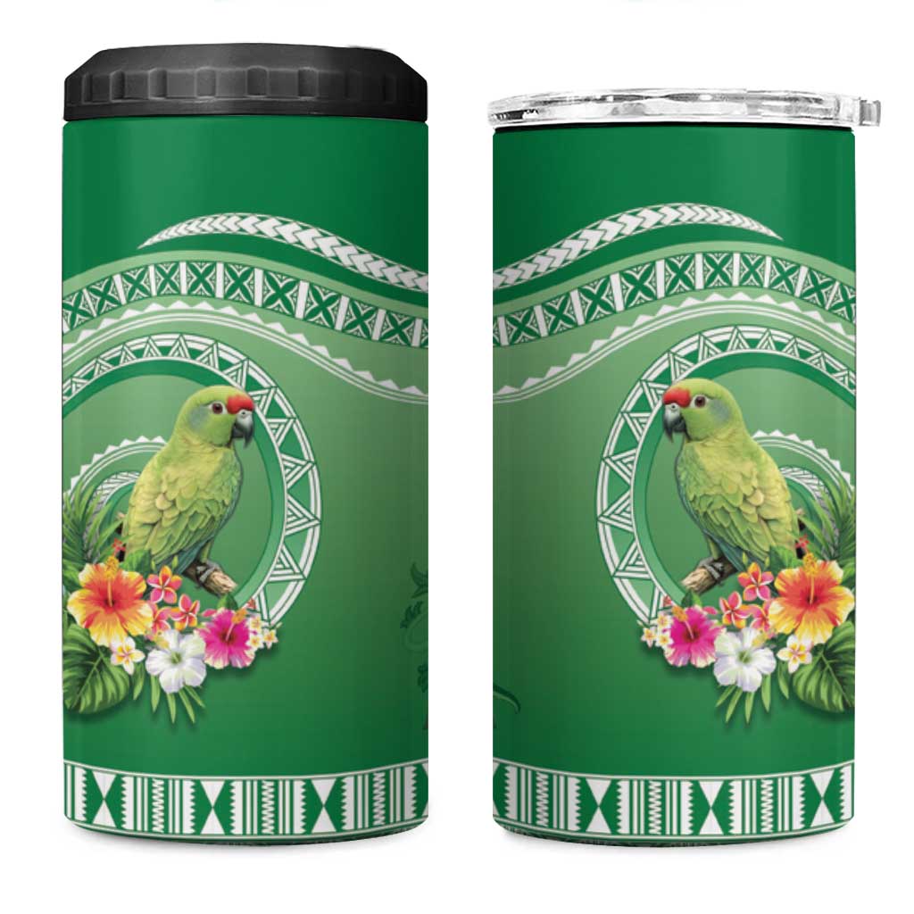 Norfolk Parakeet Tropical 4 in 1 Can Cooler Tumbler Norfolk Island Tribal Pattern