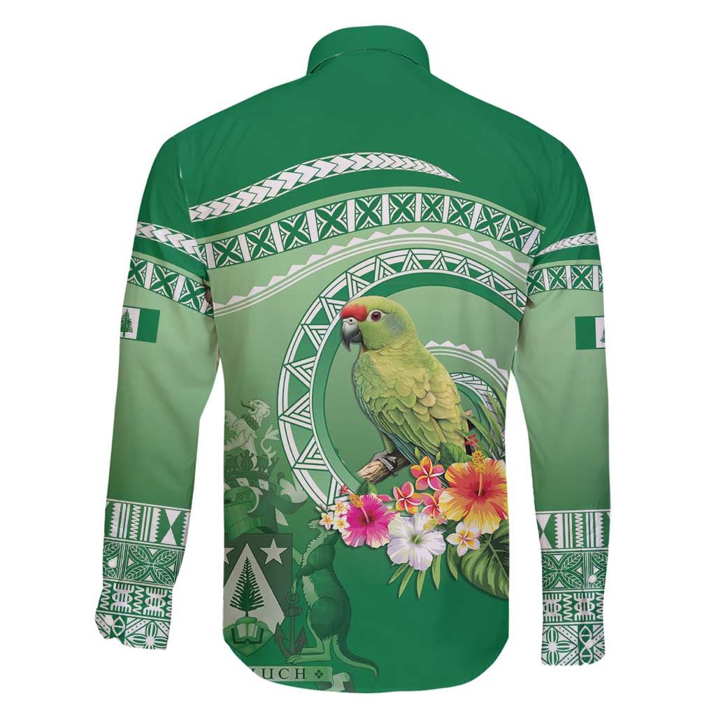 Norfolk Parakeet Tropical Family Matching Long Sleeve Bodycon Dress and Hawaiian Shirt Norfolk Island Tribal Pattern