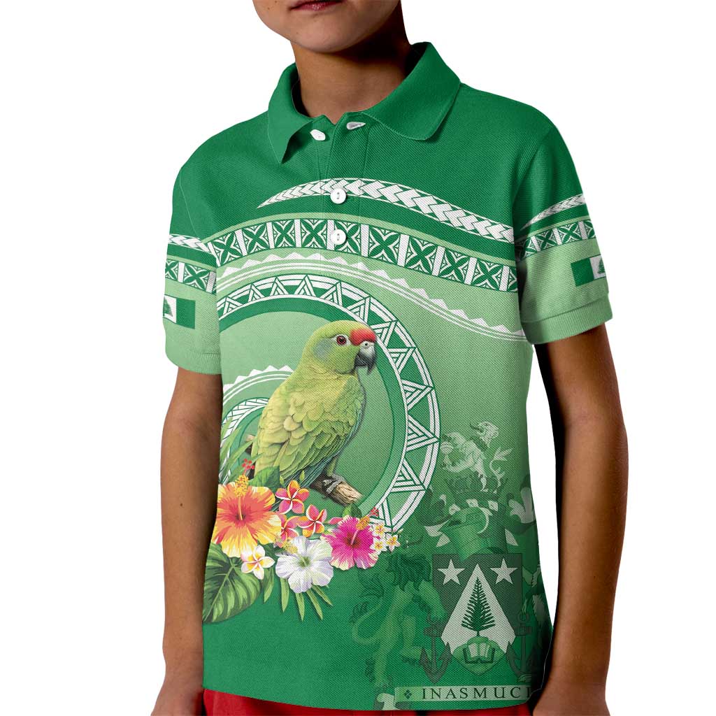 Norfolk Parakeet Tropical Kid Polo Shirt Norfolk Island Tribal Pattern