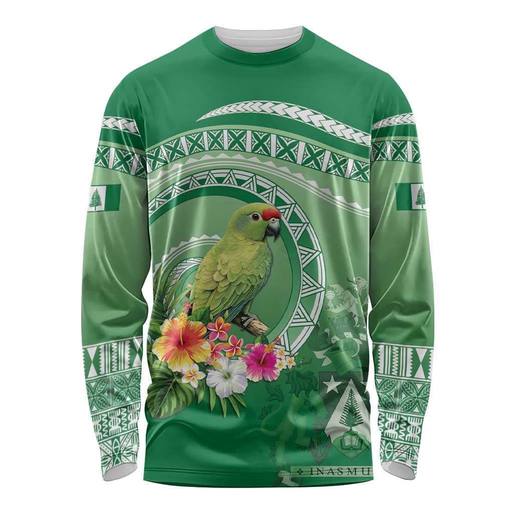 Norfolk Parakeet Tropical Long Sleeve Shirt Norfolk Island Tribal Pattern