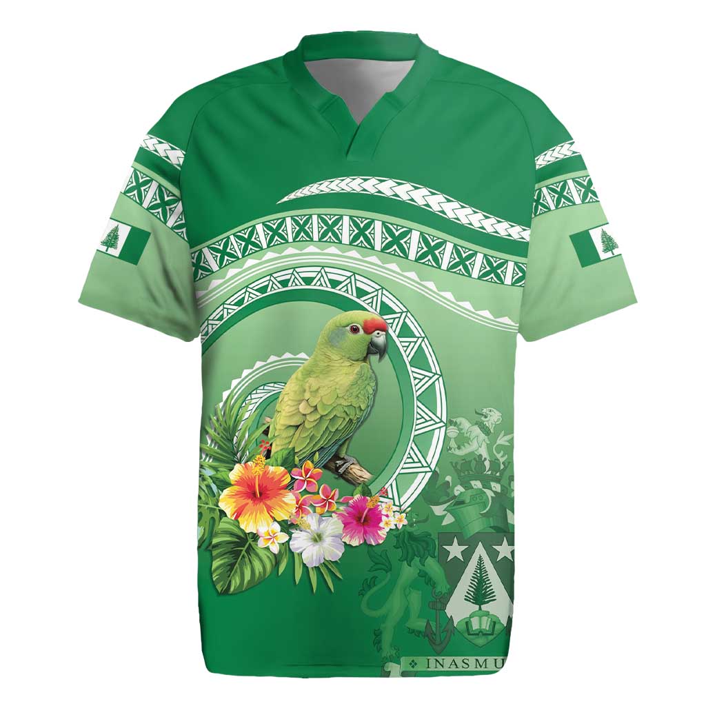 Norfolk Parakeet Tropical Rugby Jersey Norfolk Island Tribal Pattern