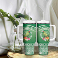 Norfolk Parakeet Tropical Tumbler With Handle Norfolk Island Tribal Pattern