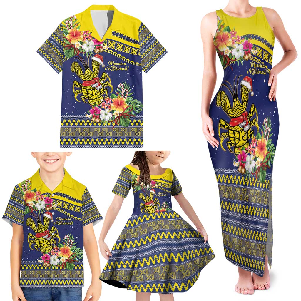 Monuina e Kilisimasi Niue Christmas Family Matching Tank Maxi Dress and Hawaiian Shirt Niuean Tribal Pattern