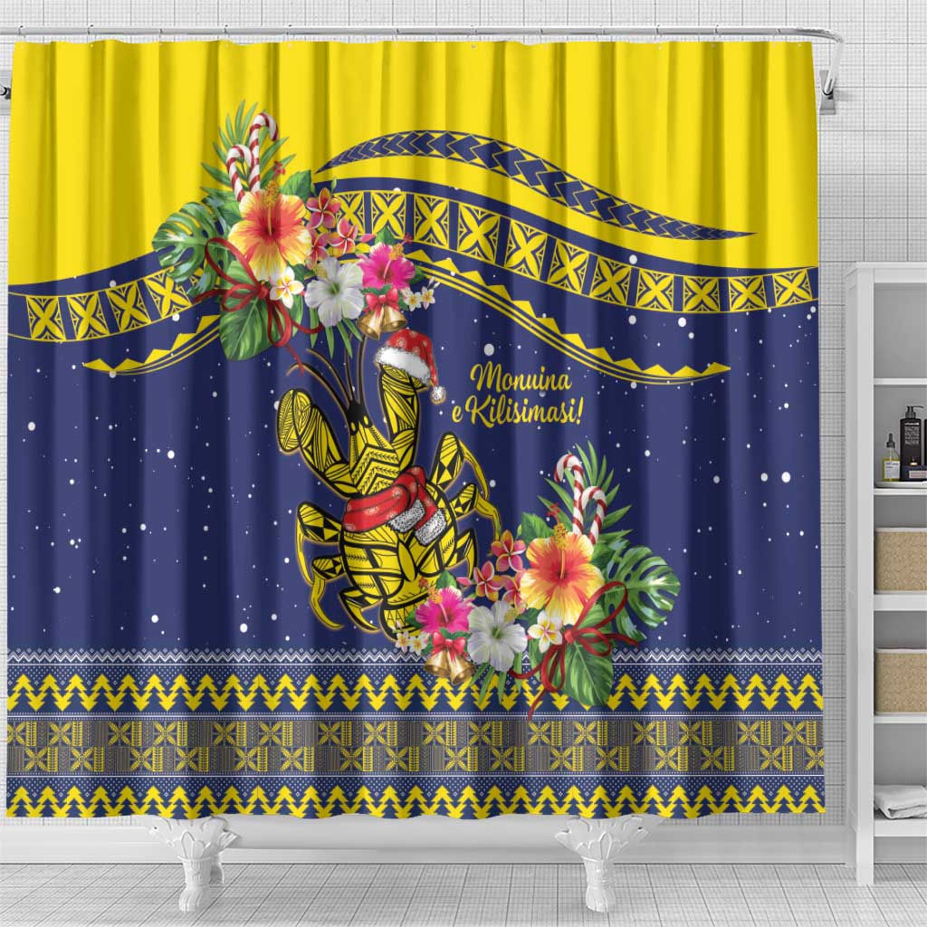 Monuina e Kilisimasi Niue Christmas Shower Curtain Niuean Tribal Pattern