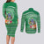 Norfolk Island Pine Tree Christmas Couples Matching Long Sleeve Bodycon Dress and Long Sleeve Button Shirt Coat of Arm and Polynesian Pattern