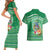 Norfolk Island Pine Tree Christmas Couples Matching Short Sleeve Bodycon Dress and Hawaiian Shirt Coat of Arm and Polynesian Pattern