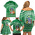 Norfolk Island Pine Tree Christmas Family Matching Off Shoulder Short Dress and Hawaiian Shirt Coat of Arm and Polynesian Pattern