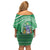 Norfolk Island Pine Tree Christmas Family Matching Off Shoulder Short Dress and Hawaiian Shirt Coat of Arm and Polynesian Pattern