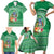 Norfolk Island Pine Tree Christmas Family Matching Short Sleeve Bodycon Dress and Hawaiian Shirt Coat of Arm and Polynesian Pattern