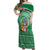 Norfolk Island Pine Tree Christmas Off Shoulder Maxi Dress Coat of Arm and Polynesian Pattern