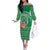 Norfolk Island Pine Tree Christmas Off The Shoulder Long Sleeve Dress Coat of Arm and Polynesian Pattern