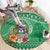 Norfolk Island Pine Tree Christmas Round Carpet Coat of Arm and Polynesian Pattern