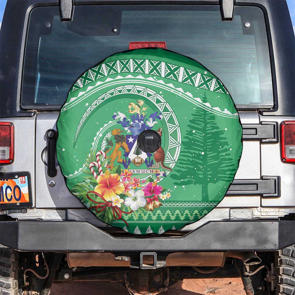 Norfolk Island Pine Tree Christmas Spare Tire Cover Coat of Arm and Polynesian Pattern