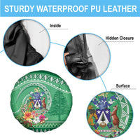 Norfolk Island Pine Tree Christmas Spare Tire Cover Coat of Arm and Polynesian Pattern