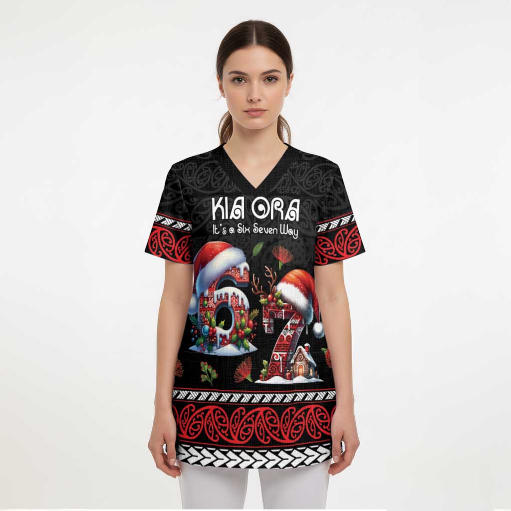 Aotearoa Six Seven Personalized Scrub Top New Zealand Funny Christmas - Polynesian Pride