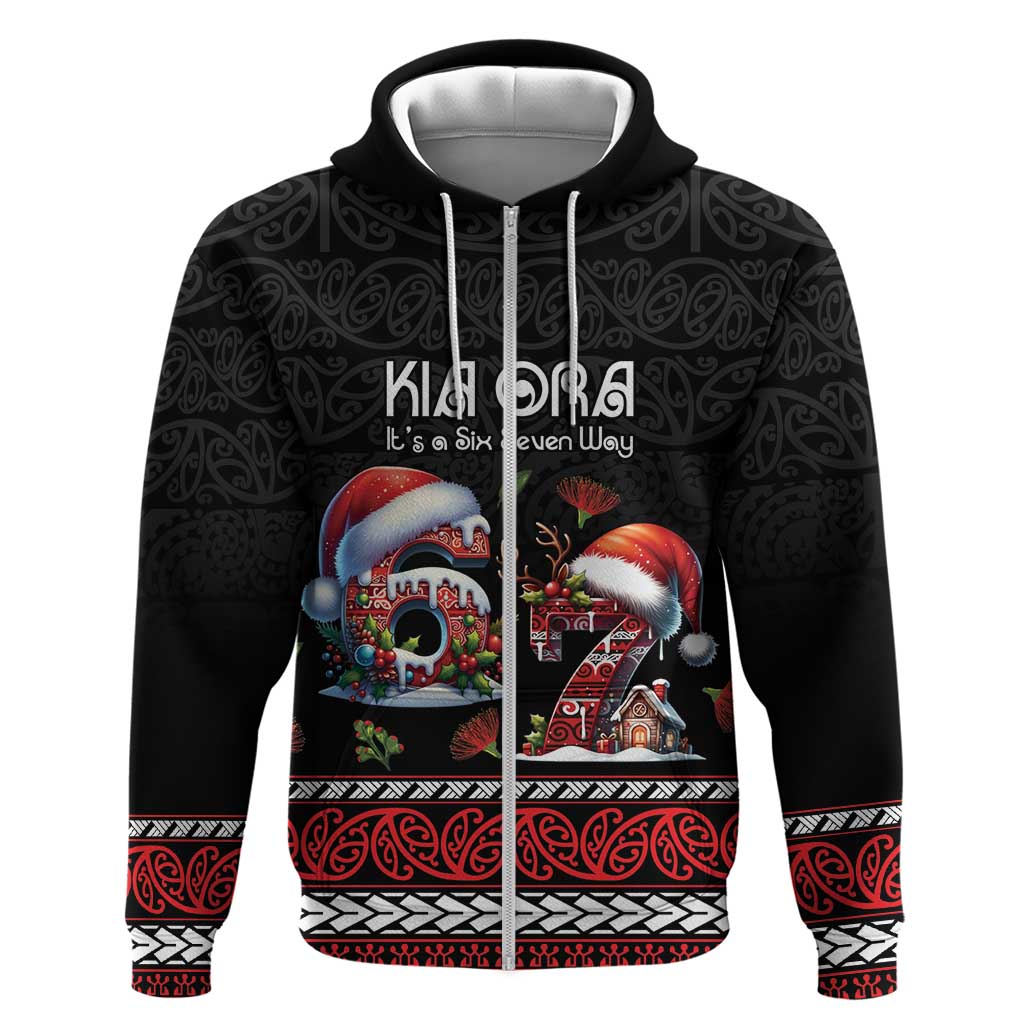 Aotearoa Six Seven Personalized Zip Hoodie New Zealand Funny Christmas - Polynesian Pride