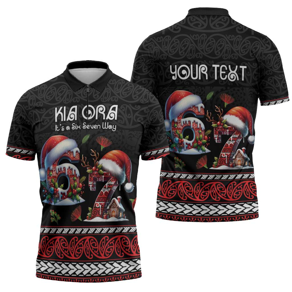 Aotearoa Six Seven Personalized Zipper Polo Shirt New Zealand Funny Christmas - Polynesian Pride