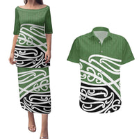 Green Fern New Zealand Kowhai Ngutukak Couples Matching Puletasi and Hawaiian Shirt LT9 Green - Polynesian Pride