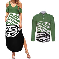 Green Fern New Zealand Kowhai Ngutukak Couples Matching Summer Maxi Dress and Long Sleeve Button Shirt LT9 Green - Polynesian Pride