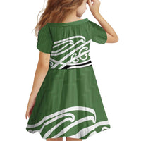 Green Fern New Zealand Kowhai Ngutukak Family Matching Long Sleeve Bodycon Dress and Hawaiian Shirt - Polynesian Pride