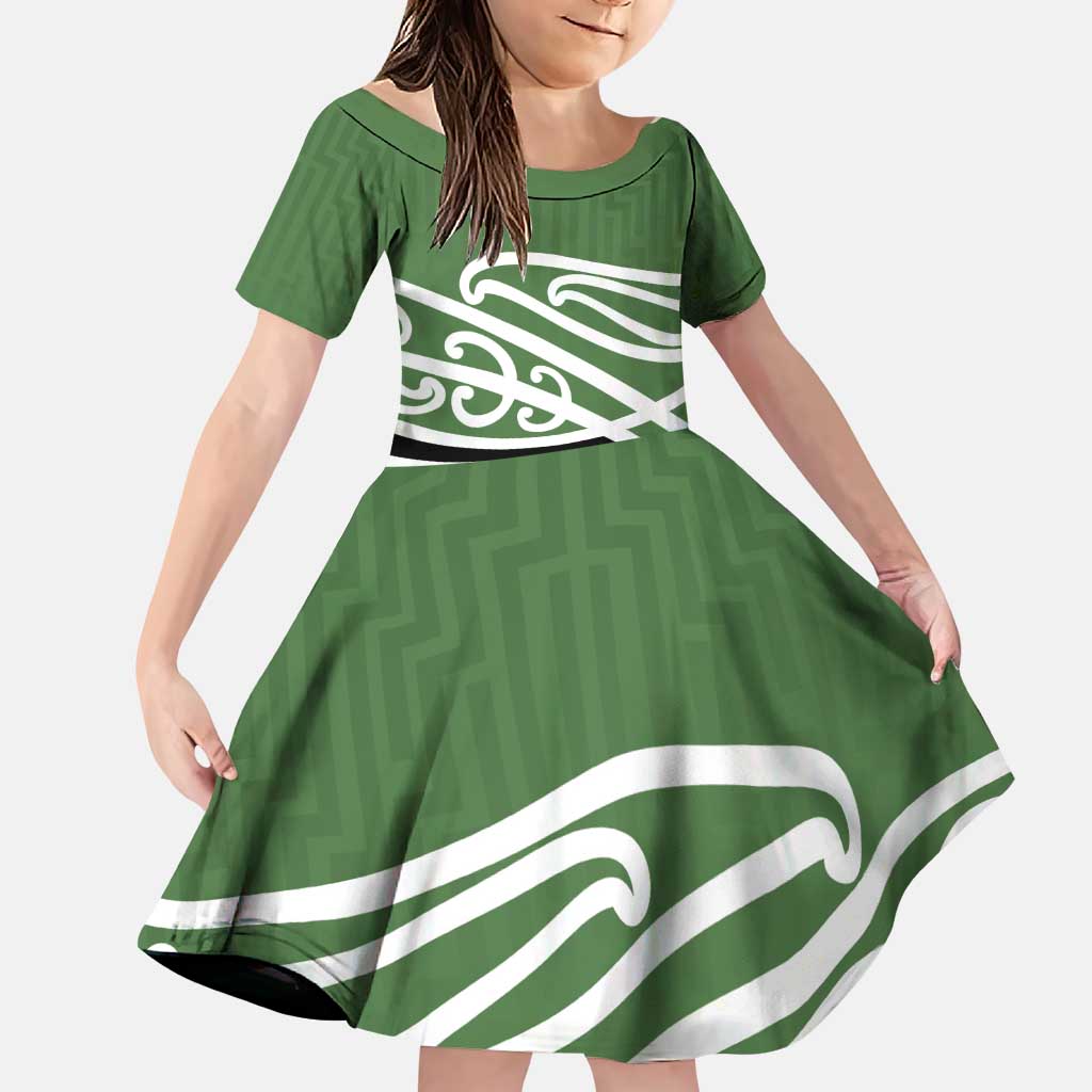 Green Fern New Zealand Kowhai Ngutukak Family Matching Puletasi and Hawaiian Shirt - Polynesian Pride