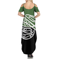 Green Fern New Zealand Kowhai Ngutukak Family Matching Summer Maxi Dress and Hawaiian Shirt - Polynesian Pride