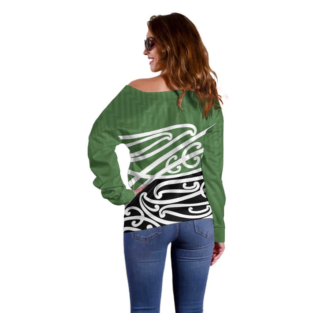 Green Fern New Zealand Kowhai Ngutukak Off Shoulder Sweater - Polynesian Pride