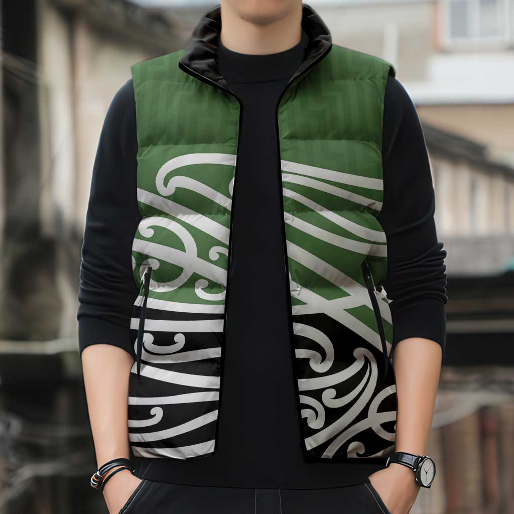 Green Fern New Zealand Kowhai Ngutukak Sleeveless Puffer Jacket - Polynesian Pride