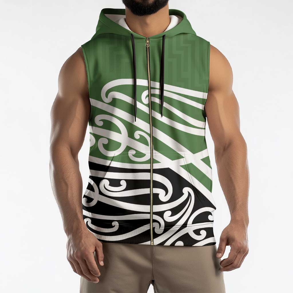 Green Fern New Zealand Kowhai Ngutukak Sleeveless Zip Hoodie - Polynesian Pride