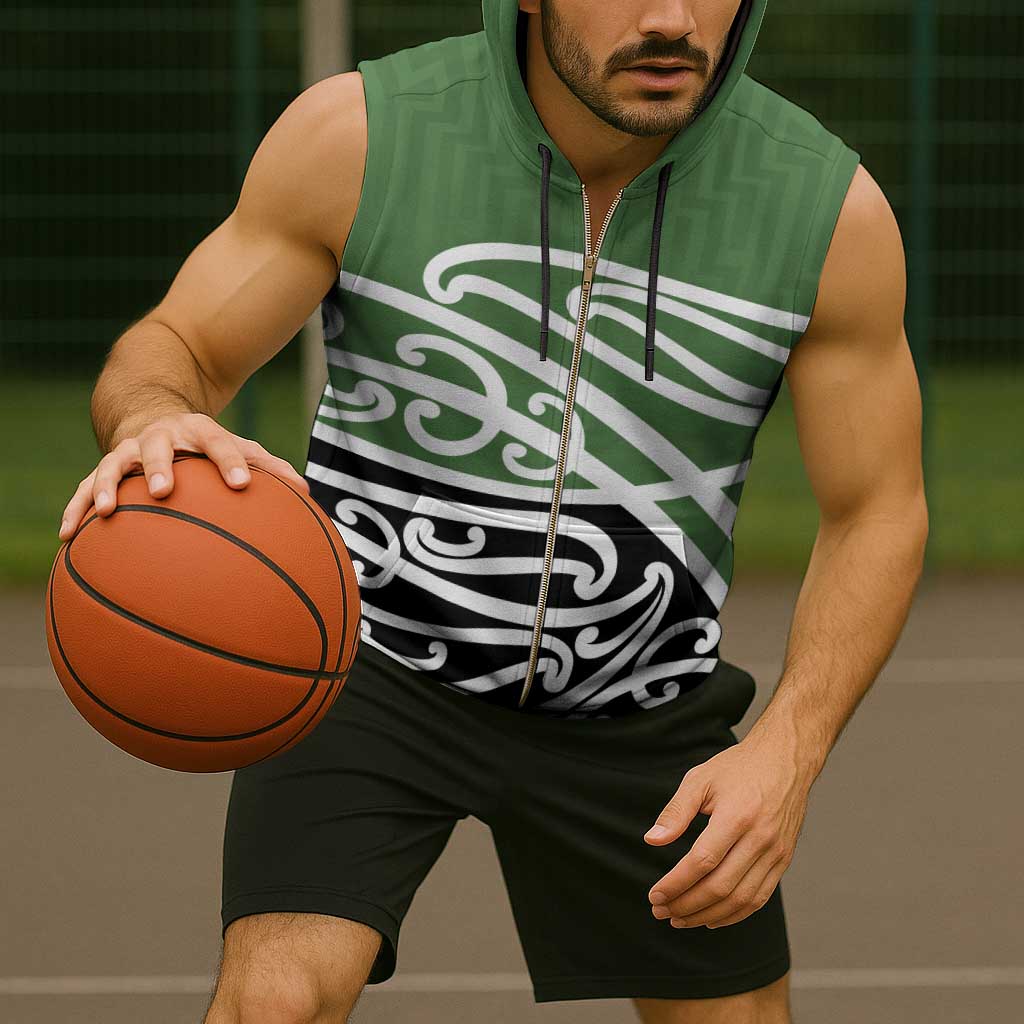 Green Fern New Zealand Kowhai Ngutukak Sleeveless Zip Hoodie - Polynesian Pride