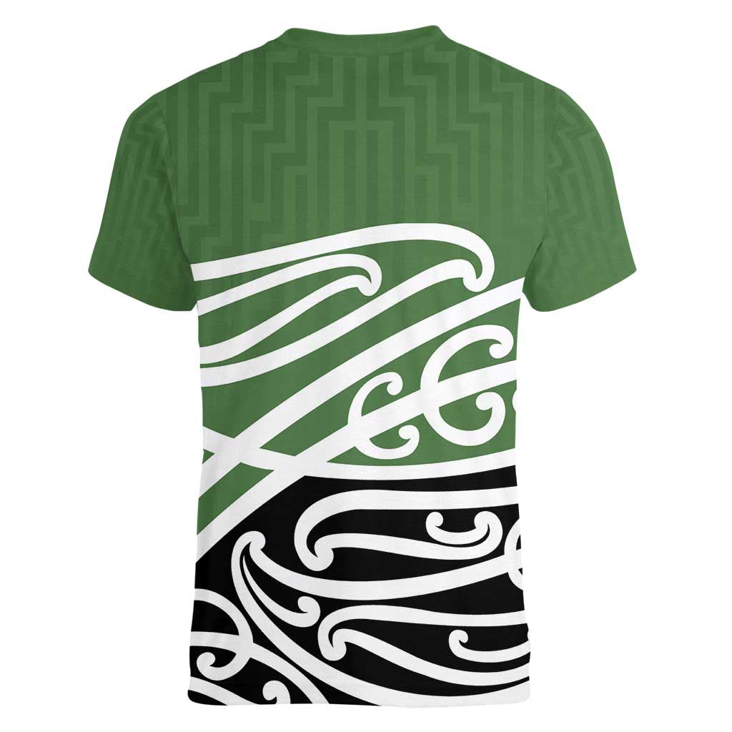 Green Fern New Zealand Kowhai Ngutukak Women V-Neck T-Shirt - Polynesian Pride