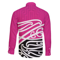 All Pink New Zealand Kowhai Ngutukak Family Matching Off The Shoulder Long Sleeve Dress and Hawaiian Shirt - Polynesian Pride