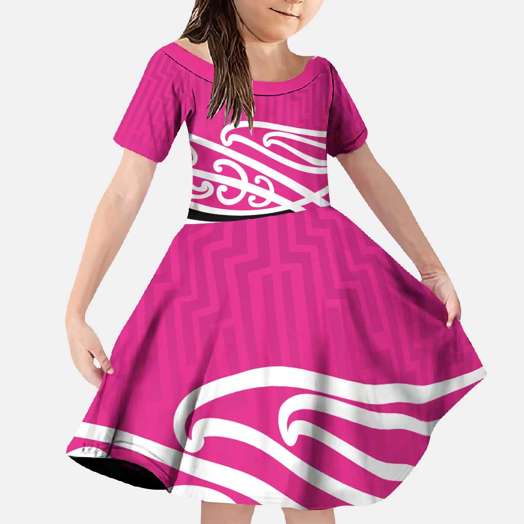 All Pink New Zealand Kowhai Ngutukak Family Matching Summer Maxi Dress and Hawaiian Shirt - Polynesian Pride