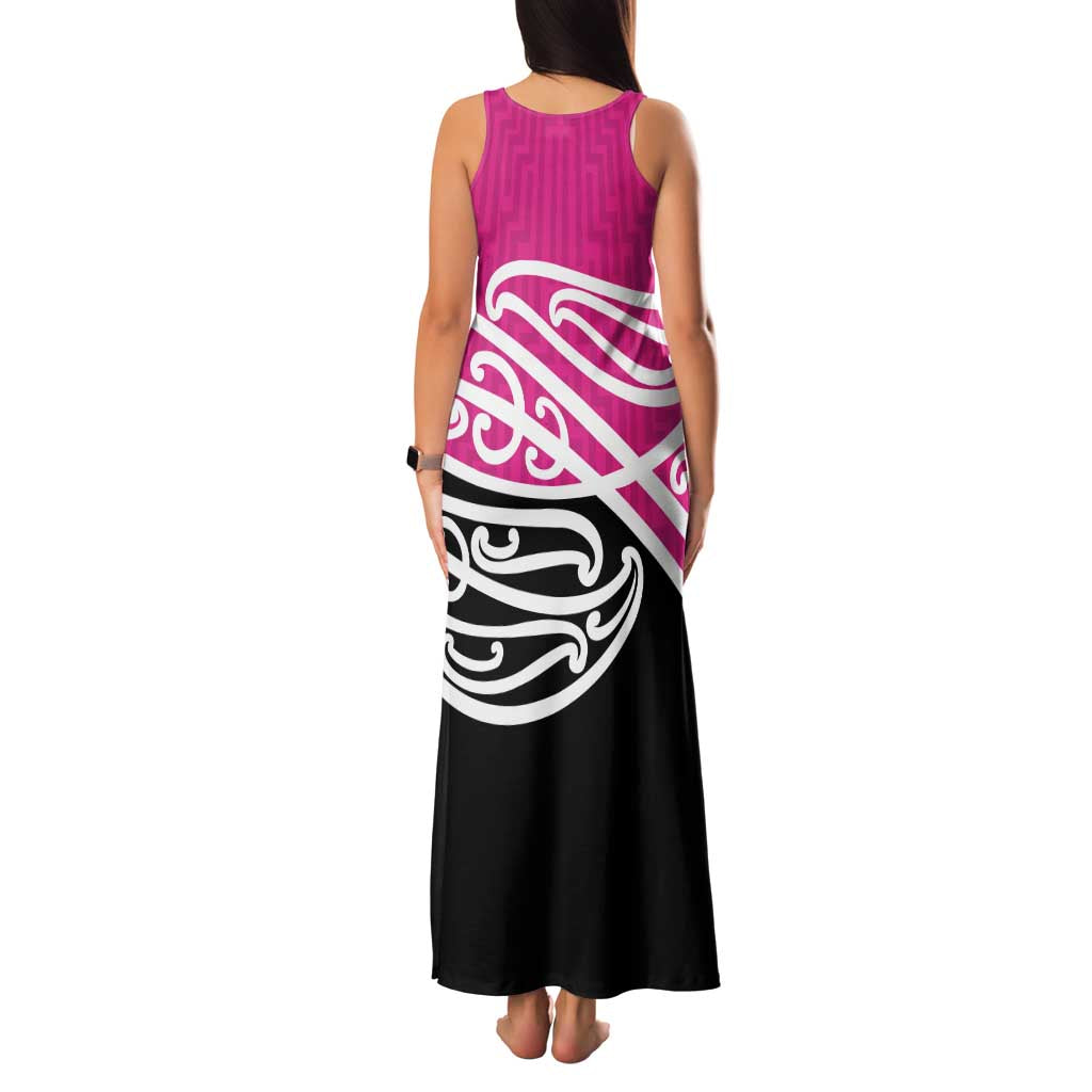 All Pink New Zealand Kowhai Ngutukak Family Matching Tank Maxi Dress and Hawaiian Shirt - Polynesian Pride
