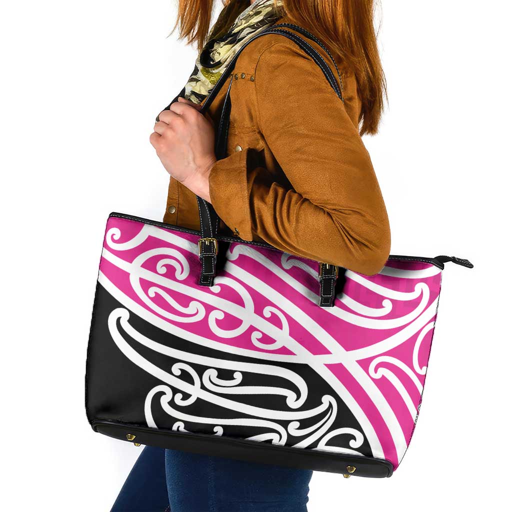 All Pink New Zealand Kowhai Ngutukak Leather Tote Bag - Polynesian Pride