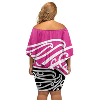 All Pink New Zealand Kowhai Ngutukak Off Shoulder Short Dress - Polynesian Pride
