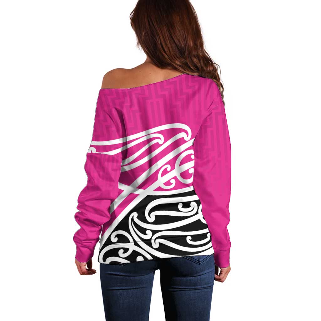 All Pink New Zealand Kowhai Ngutukak Off Shoulder Sweater - Polynesian Pride