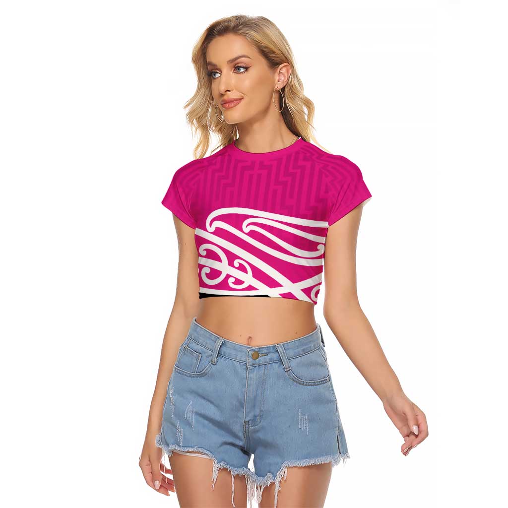 All Pink New Zealand Kowhai Ngutukak Raglan Cropped T Shirt - Polynesian Pride