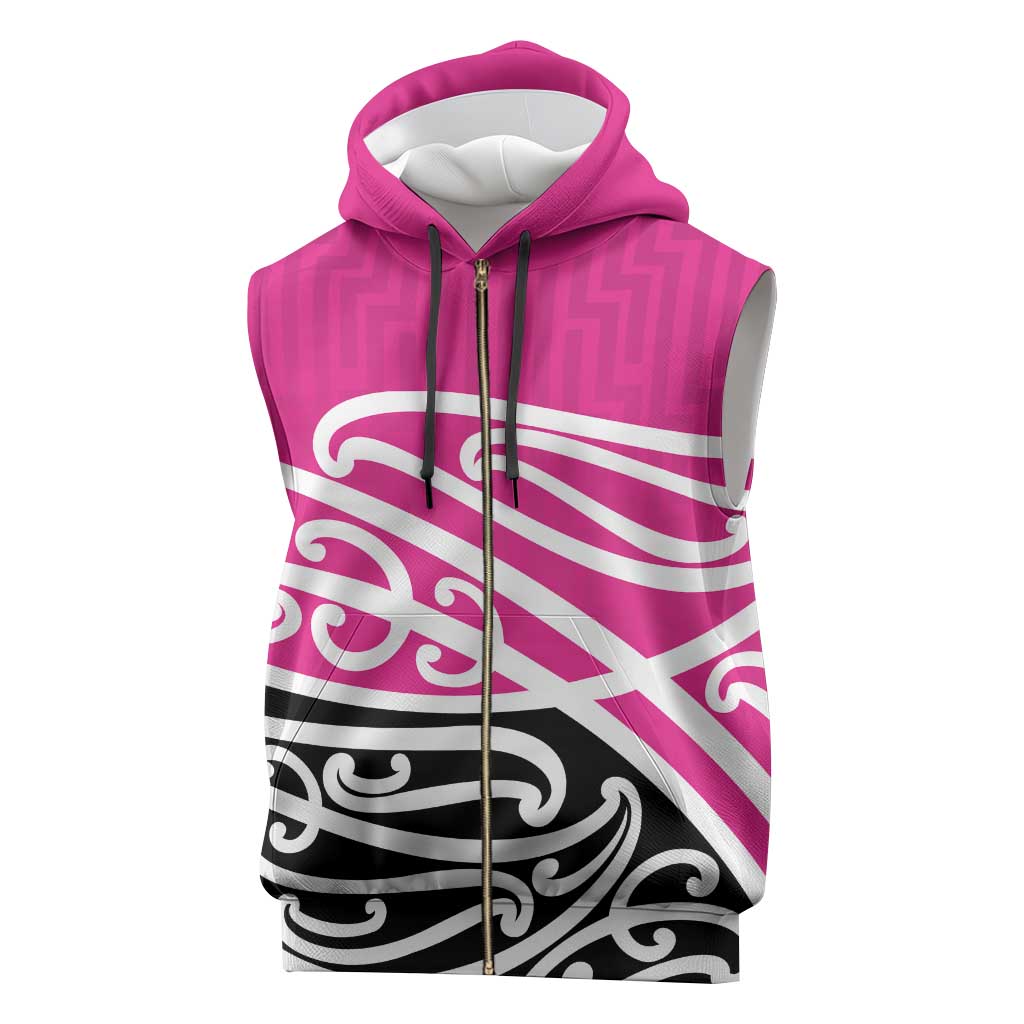 All Pink New Zealand Kowhai Ngutukak Sleeveless Zip Hoodie - Polynesian Pride