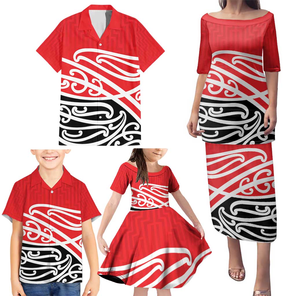 All Red New Zealand Kowhai Ngutukak Family Matching Puletasi and Hawaiian Shirt - Polynesian Pride