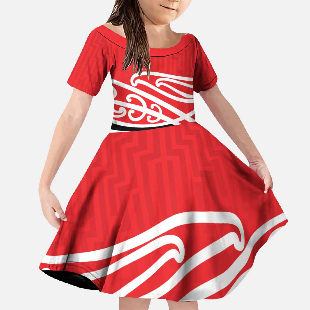 All Red New Zealand Kowhai Ngutukak Family Matching Summer Maxi Dress and Hawaiian Shirt - Polynesian Pride