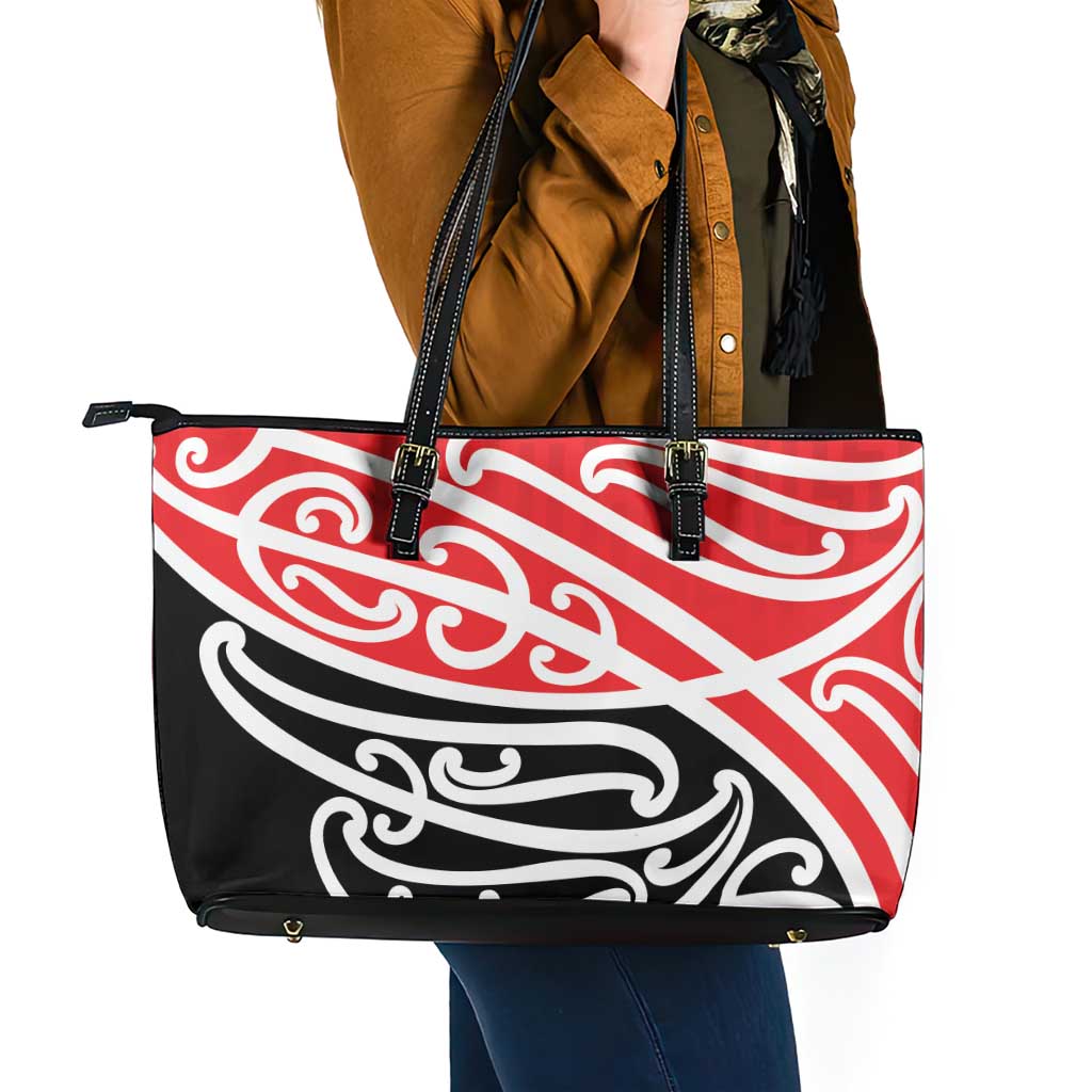 All Red New Zealand Kowhai Ngutukak Leather Tote Bag - Polynesian Pride