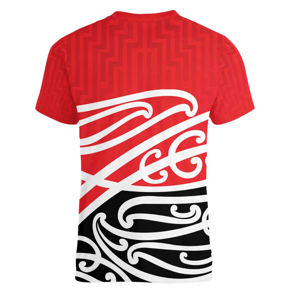 All Red New Zealand Kowhai Ngutukak Women V-Neck T-Shirt - Polynesian Pride