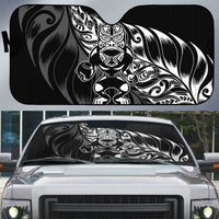 New Zealand Lawn Bowls Auto Sun Shade Black Maori Warrior Tribal Silver Fern - Polynesian Pride