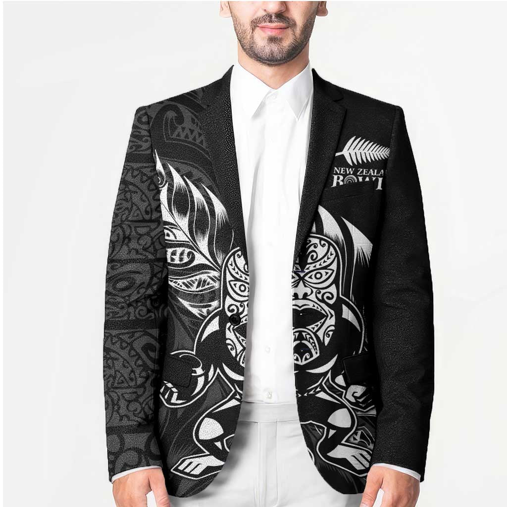 New Zealand Lawn Bowls Custom Blazer Black Maori Warrior Tribal Silver Fern - Polynesian Pride
