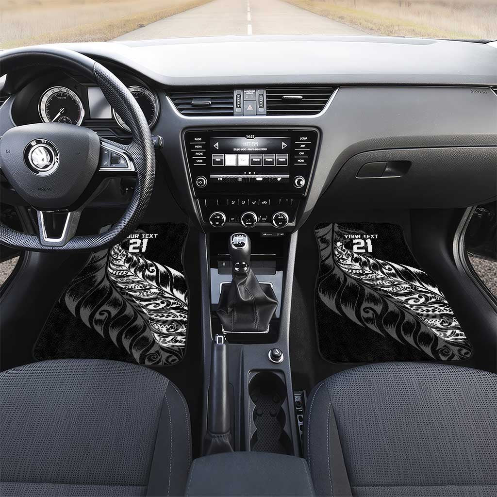 New Zealand Lawn Bowls Custom Car Mats Black Maori Warrior Tribal Silver Fern - Polynesian Pride