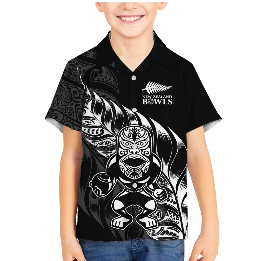 New Zealand Lawn Bowls Custom Family Matching Mermaid Dress and Hawaiian Shirt Black Maori Warrior Tribal Silver Fern - Polynesian Pride