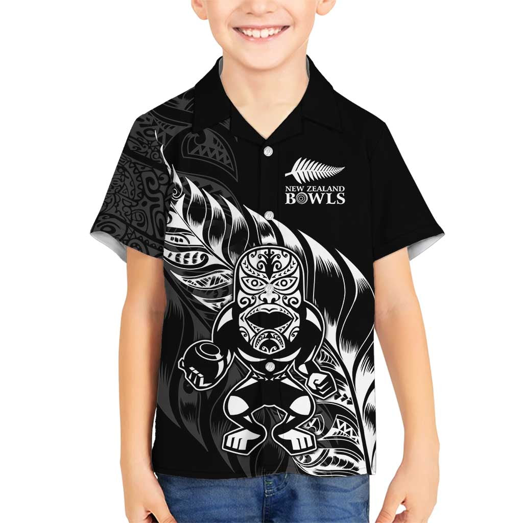 New Zealand Lawn Bowls Custom Family Matching Summer Maxi Dress and Hawaiian Shirt Black Maori Warrior Tribal Silver Fern - Polynesian Pride