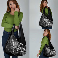 New Zealand Lawn Bowls Grocery Bag Black Maori Warrior Tribal Silver Fern - Polynesian Pride