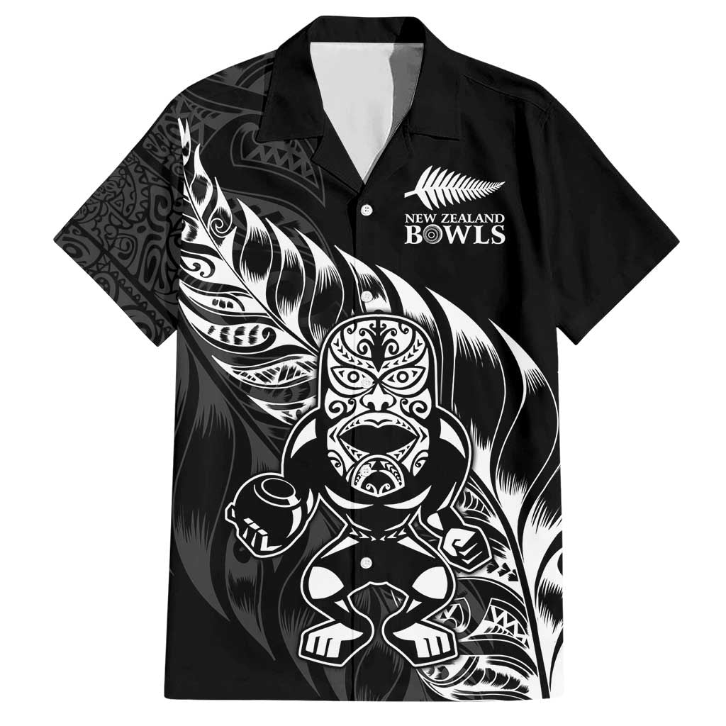New Zealand Lawn Bowls Custom Hawaiian Shirt Black Maori Warrior Tribal Silver Fern - Polynesian Pride
